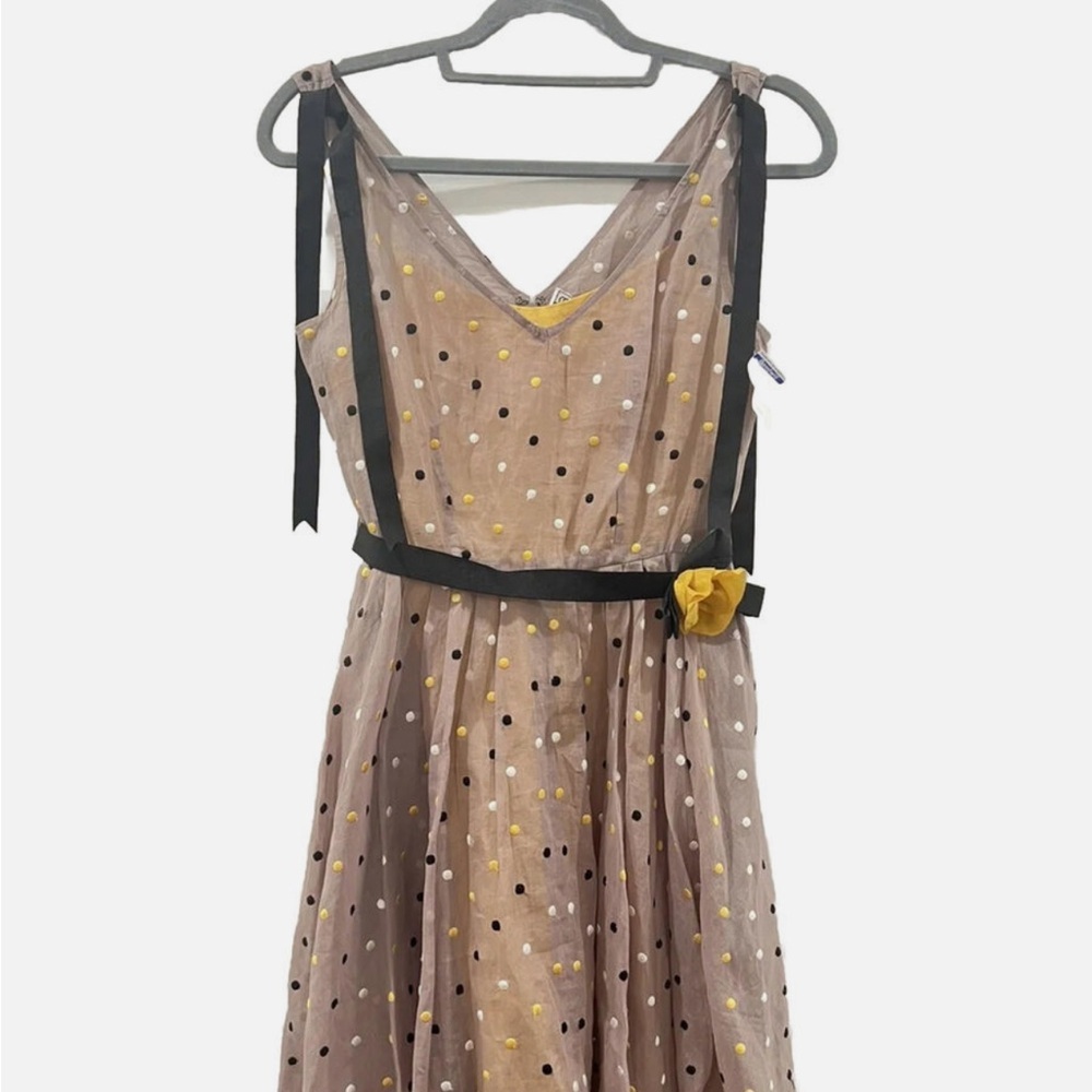 Anthropologie Yoana Baraschi Dress with Yellow Slip. Size 6 - Picture 8 of 11